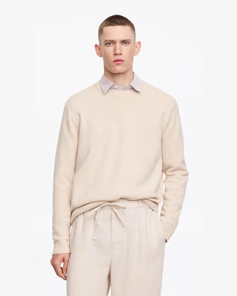 Arket Pullover Aus Wolle Und Baumwolle -Weiß Weiß