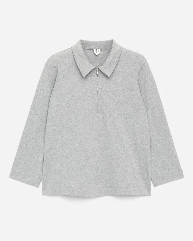 Arket Oberteil Mit Kurzem Reißverschluss -Grau Grau