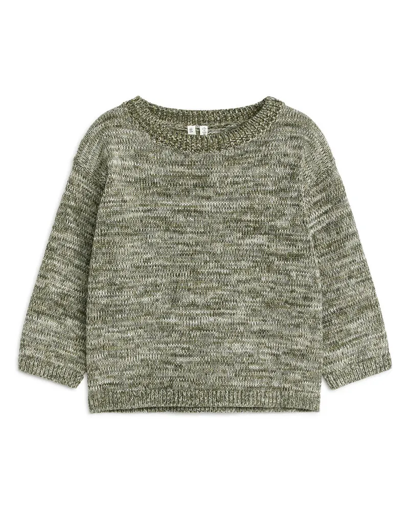 Arket Baumwollstrickpullover - Grün Khaki