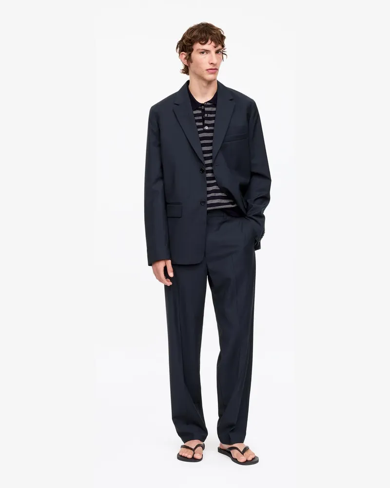 Arket Lockere Leichte Wollhose -Blau Blau