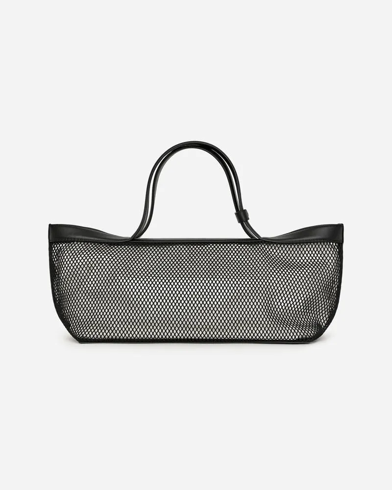 Arket Tragetasche Aus Mesh Mit Lederbesatz -Schwarz Schwarz