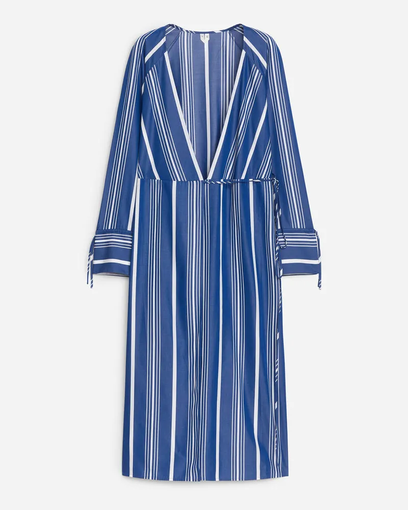 Arket Wickelkleid In Midilänge -Blau Blau