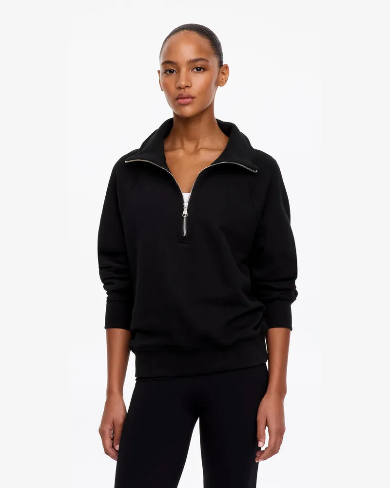 Arket French-Terry-Sweatshirt Mit Kurzem Reißverschluss -Schwarz Schwarz