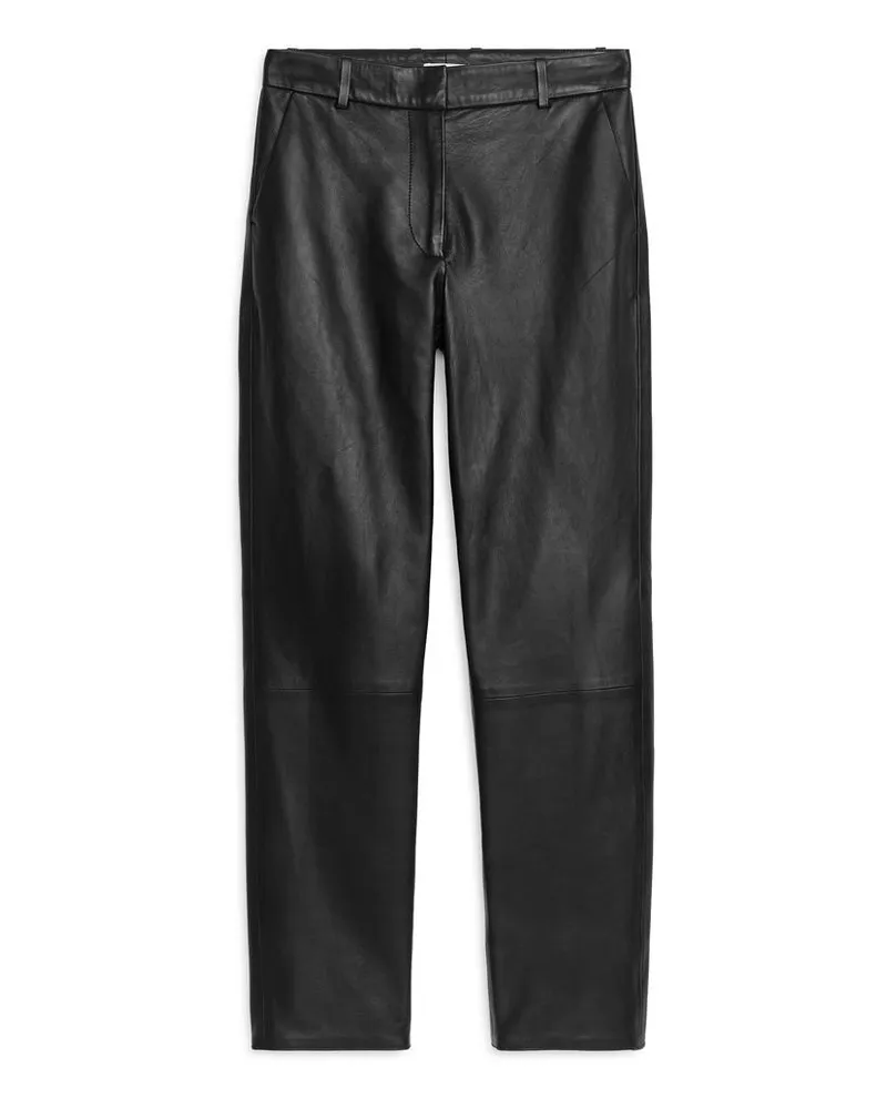 Arket Gerade Lederhose - Schwarz Schwarz