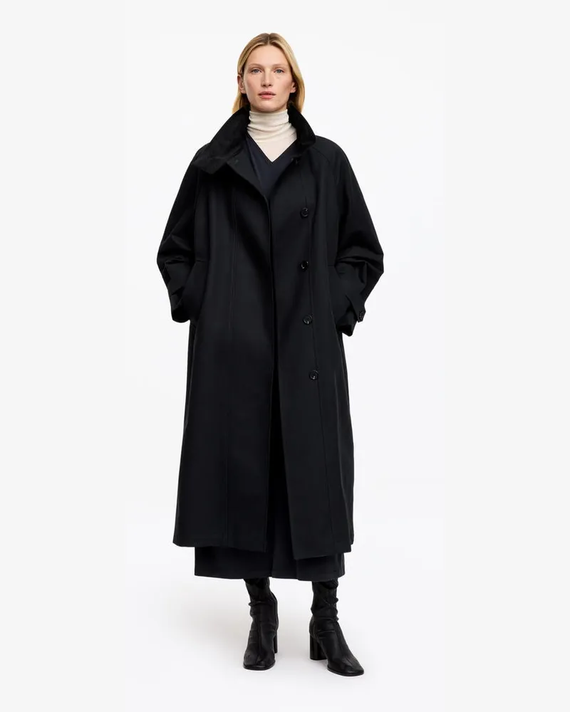 Arket Baumwollmantel Mit Cordkragen -Schwarz Schwarz