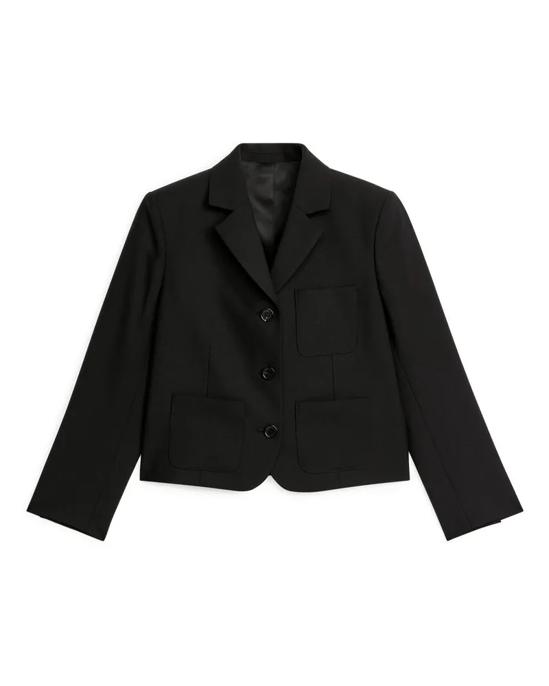 Arket Kurzer Blazer Aus Wollmischung - Schwarz Schwarz