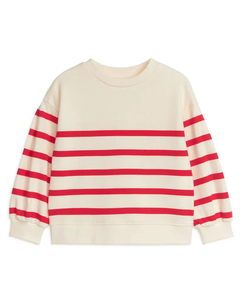 Arket Sweatshirt Mit Puffärmeln - Weiß|Mehrfarbig|Rot Weiß