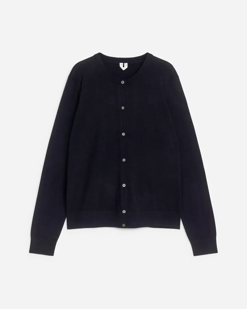 Arket Strickjacke Aus Merinowolle - Blau Dunkelblau