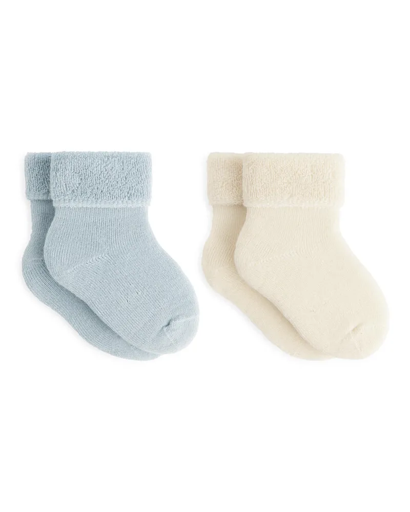 Arket Babysocken Aus Frottee - Blau|Mehrfarbig|Weiß Taubenblau