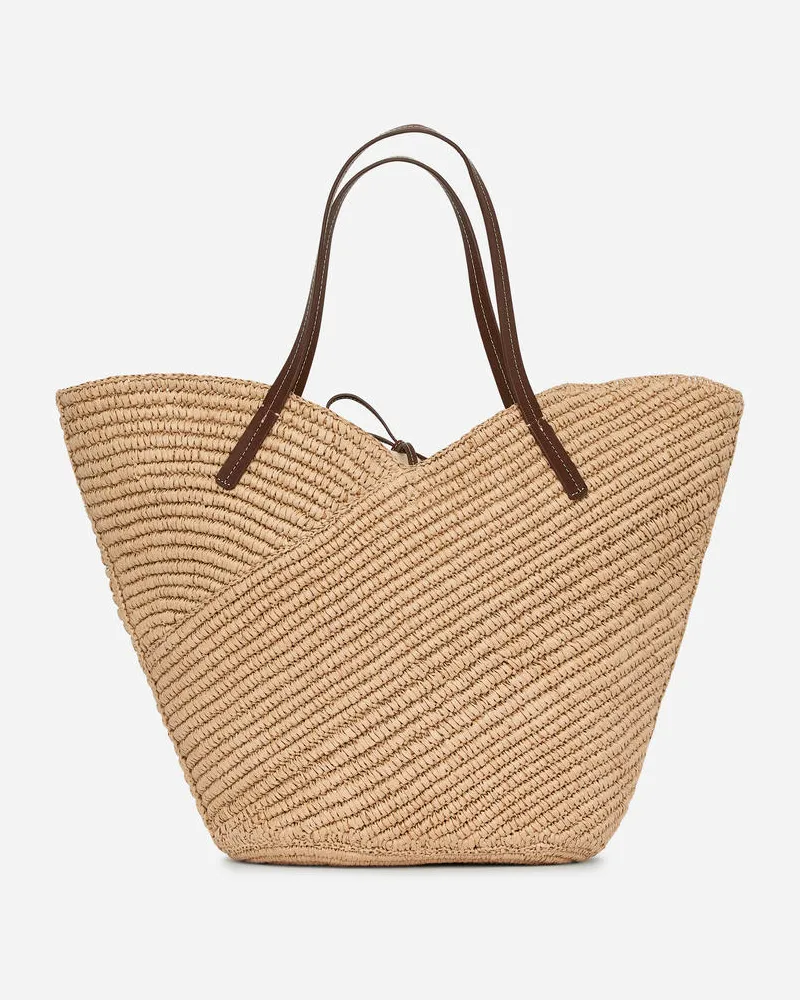 Arket Strohtragetasche Mit Lederbesatz -Beige Beige