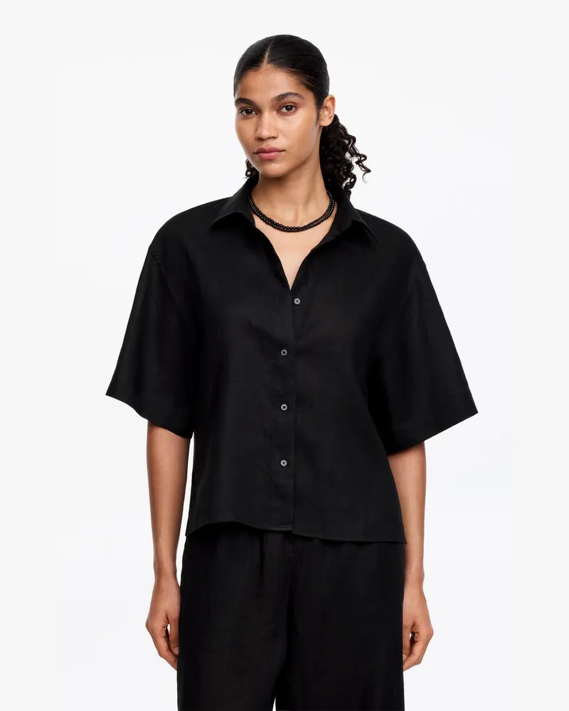 Arket Lockeres Leinenhemd -Schwarz Schwarz