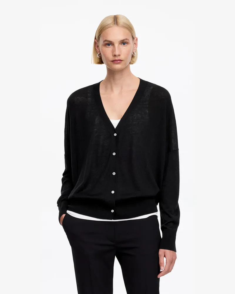 Arket Strickjacke Aus Wolle Und Lyocell -Schwarz Schwarz