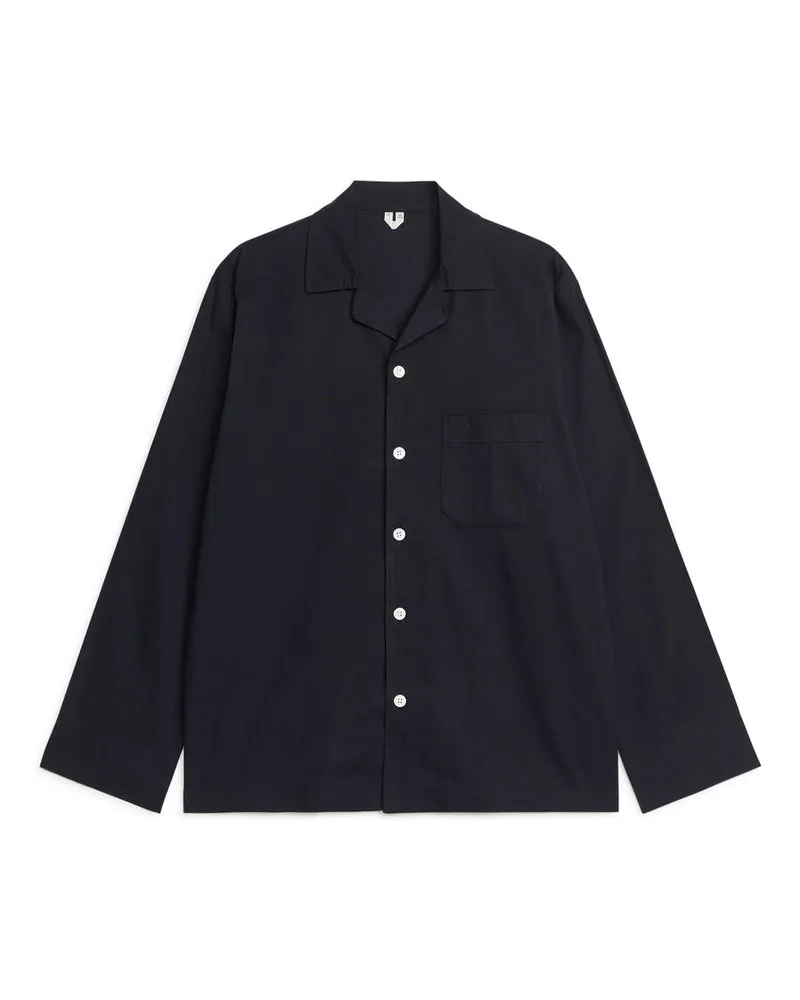 Arket Pyjamahemd Aus Flanell - Blau Dunkelblau