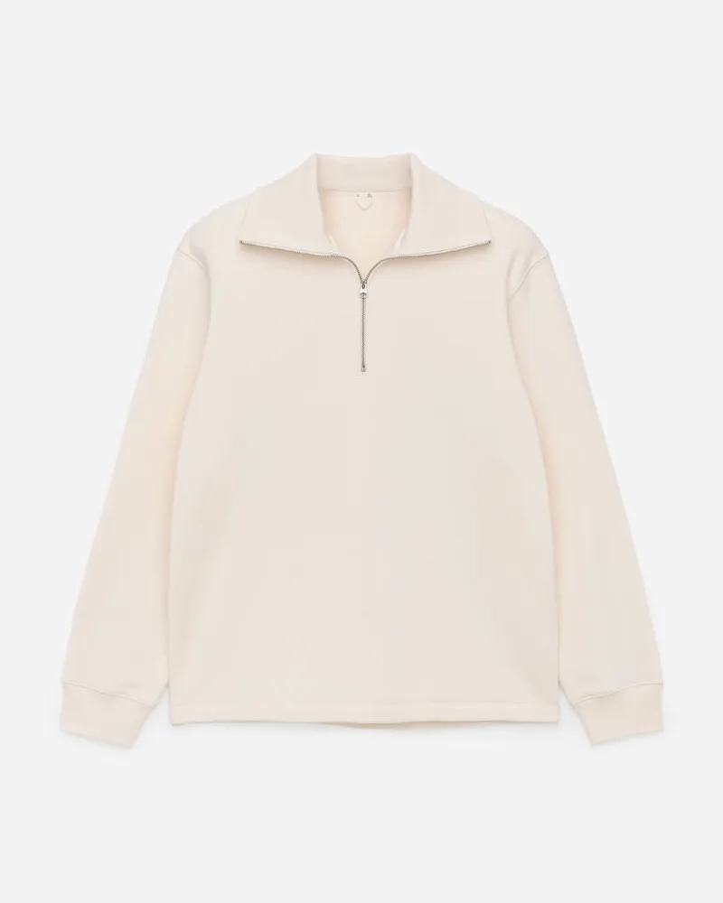 Arket Sweatshirt Mit Halbem Reißverschluss - Weiß Weiß