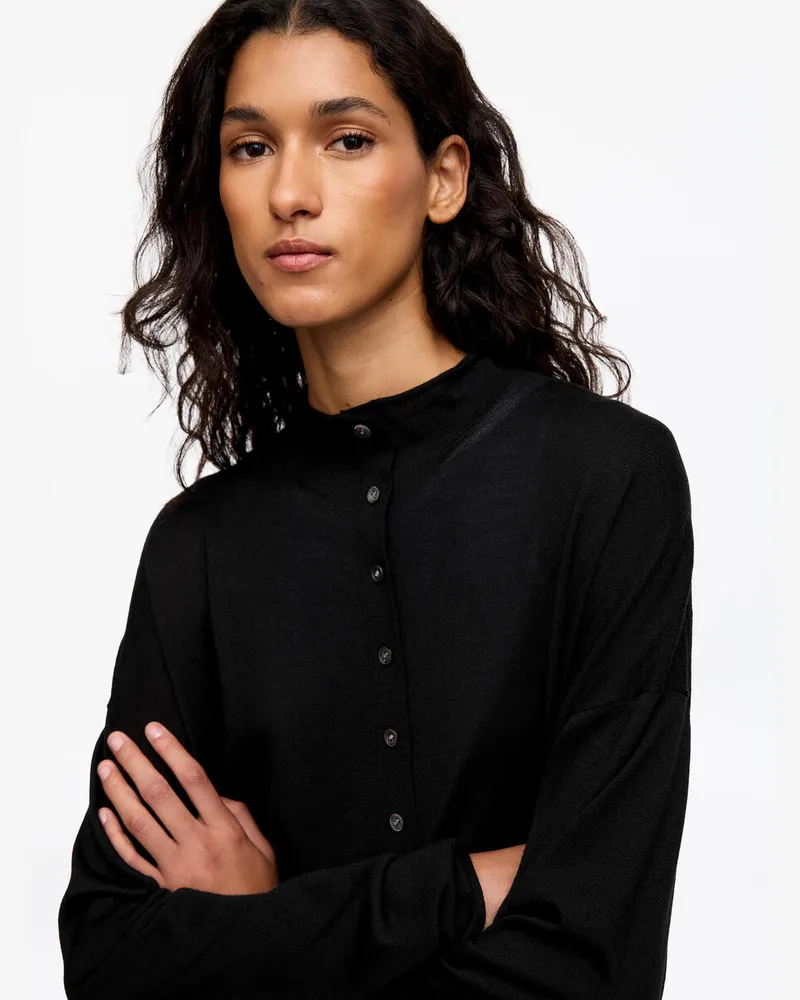 Arket Strickjacke Mit Stehkragen Aus Wollmischung -Schwarz Schwarz
