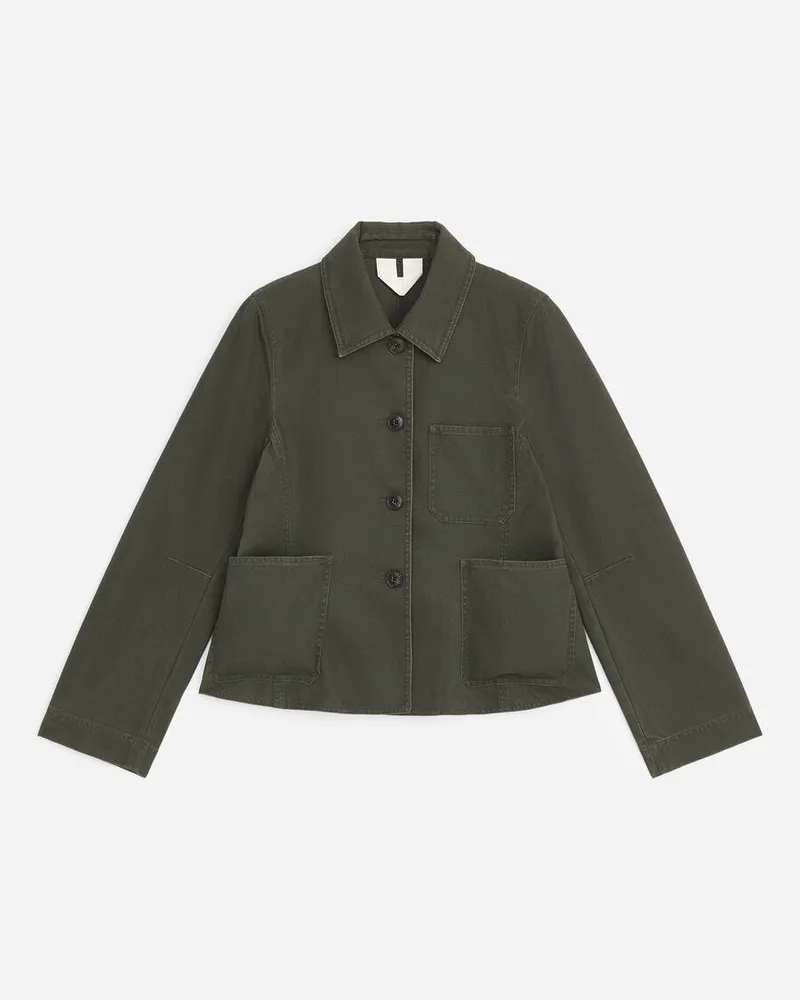 Arket Ausgestellte Jacke Aus Baumwoll-Canvas -Grün Grün