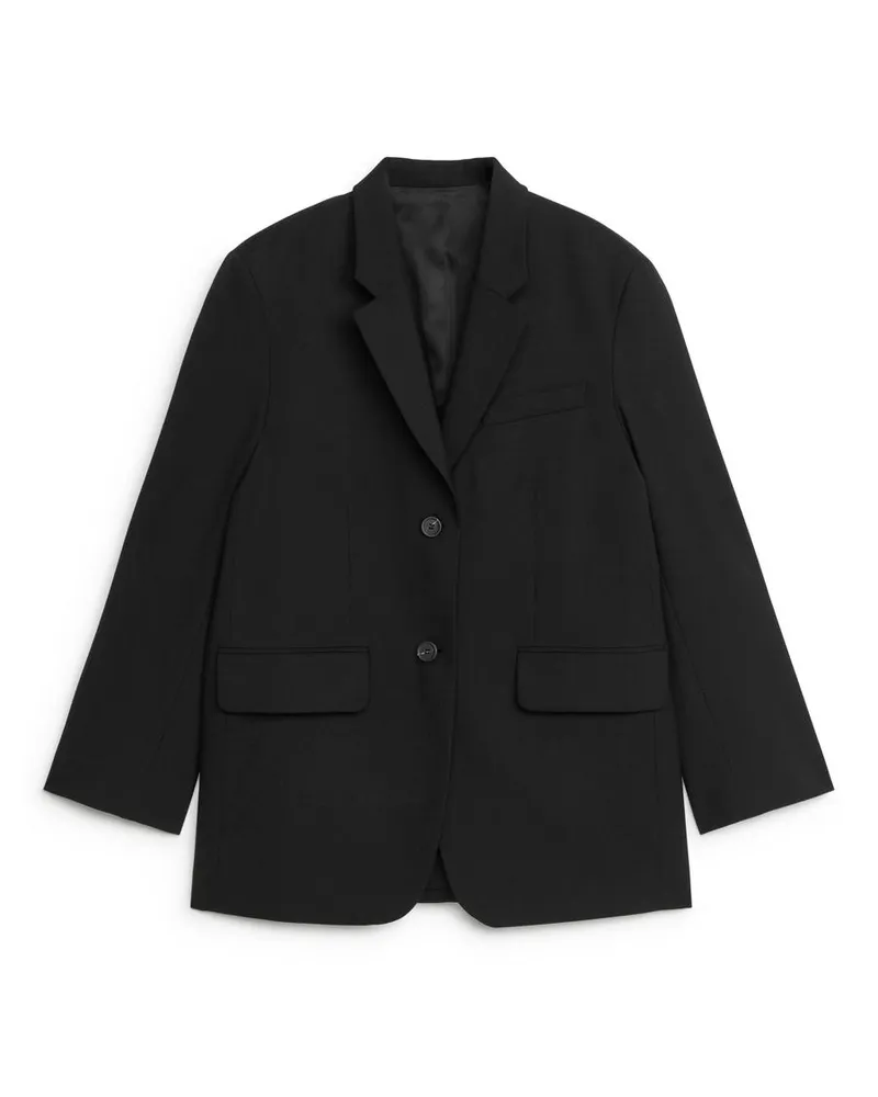 Arket Oversize-Blazer aus Hopsack-Wolle Schwarz