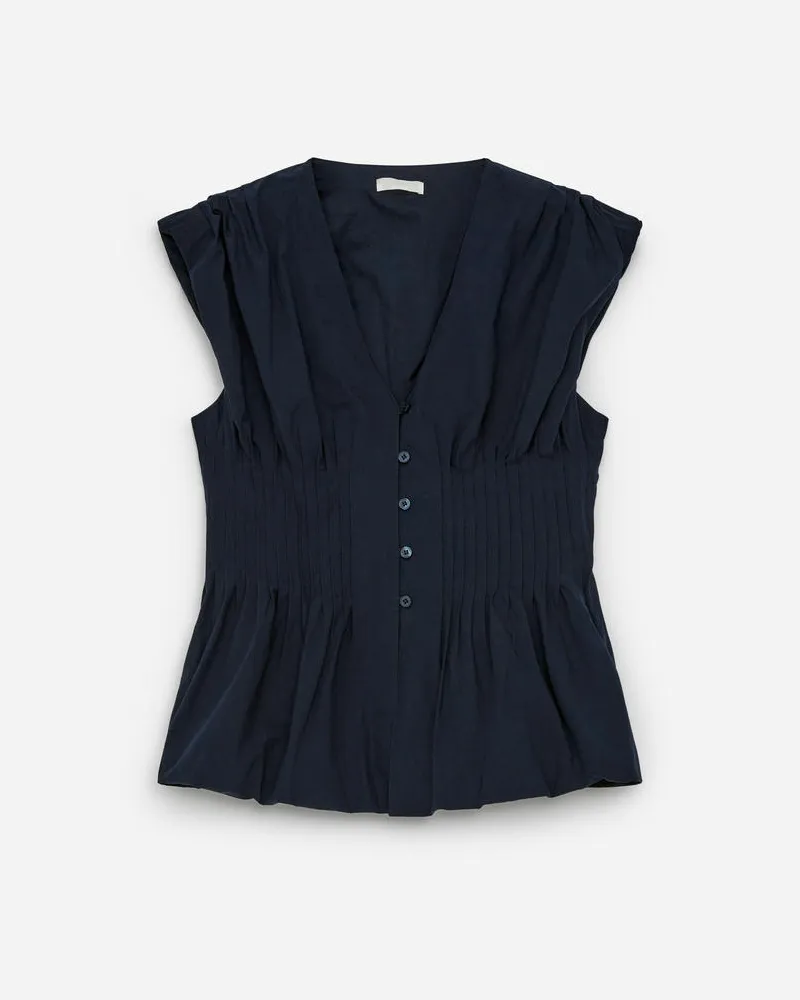 Arket Oberteil Mit Biesen Und Bubble-Saum -Blau Blau