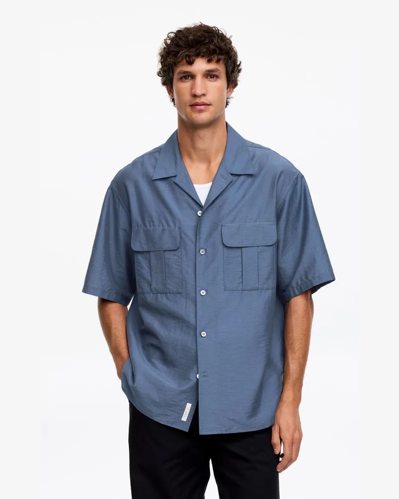 Arket Oversize-Hemd Mit Kubanischem Kragen -Blau Blau