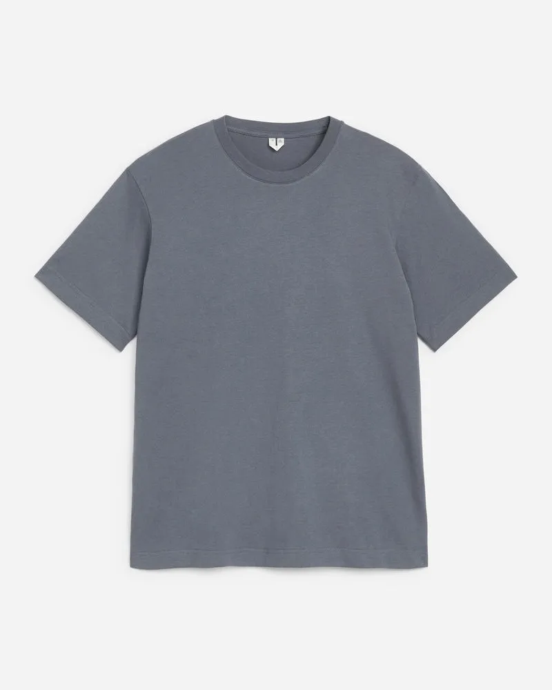 Arket Mittelschweres T-Shirt - Blau Taubenblau