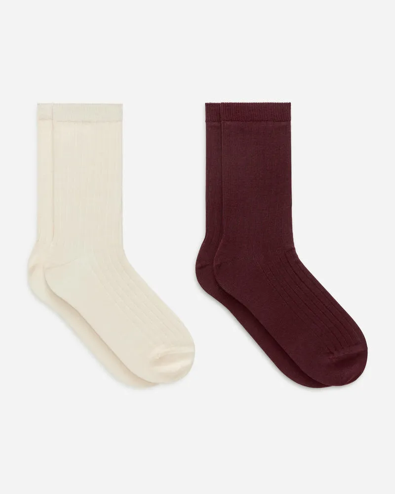 Arket Socken Aus Seidenmischung, 2Er-Set - Lila Cremeweiß