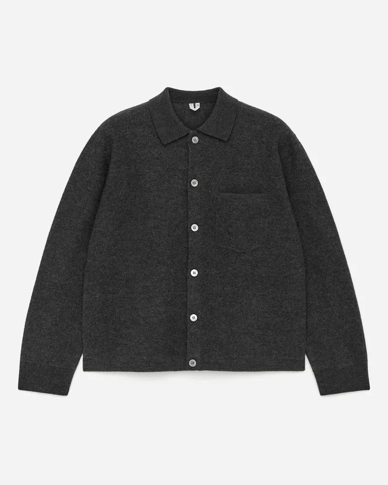 Arket Strickjacke Aus Wollwalk -Grau Grau