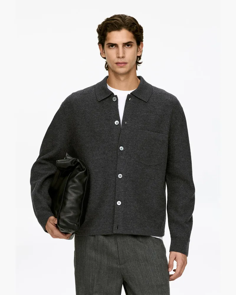 Arket Strickjacke Aus Wollwalk -Grau Grau