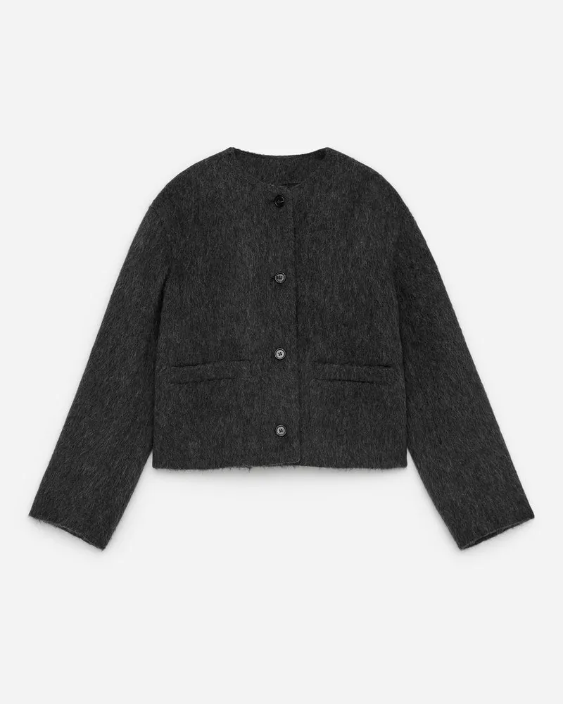 Arket Gebürstete Jacke Aus Wollmischung - Grau Dunkelgrau