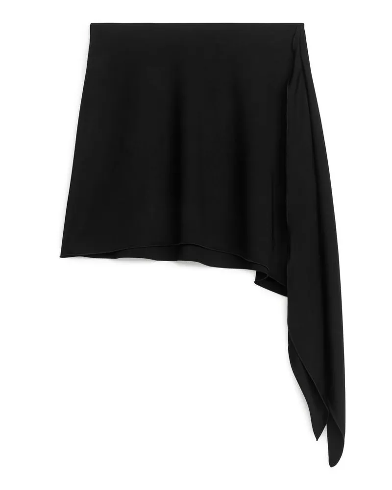 Arket Asymmetrischer Jersey-Minirock - Schwarz Schwarz