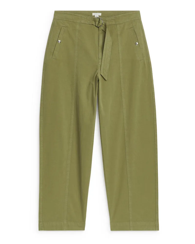 Arket Lockere Hose Mit Gürtel - Grün Khaki