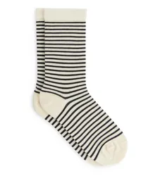 Arket Gestreifte Baumwollsocken Weiß