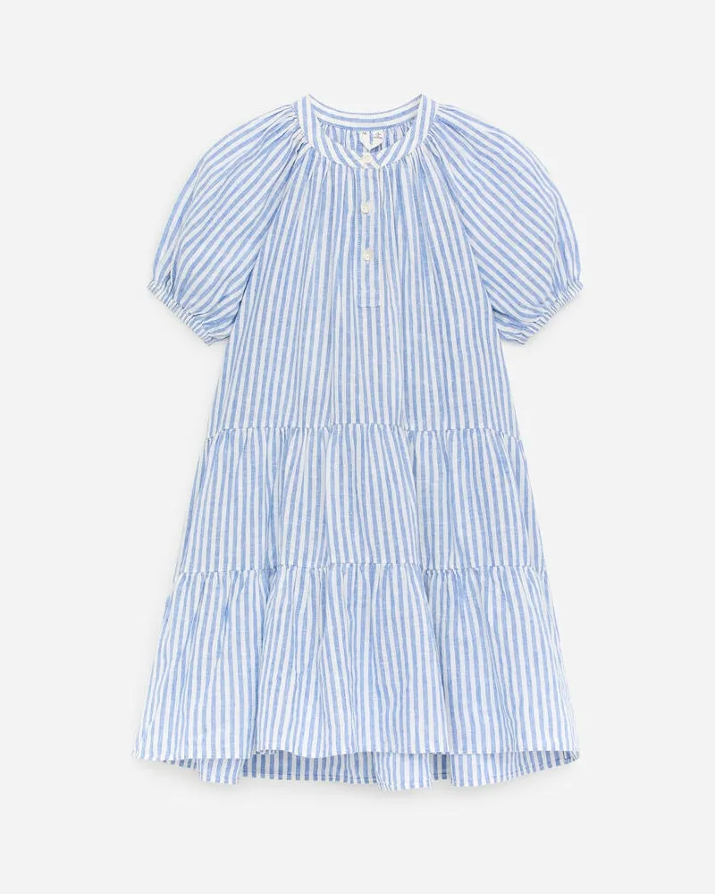 Arket Kleid Aus Baumwolle Und Leinen -Blau Blau