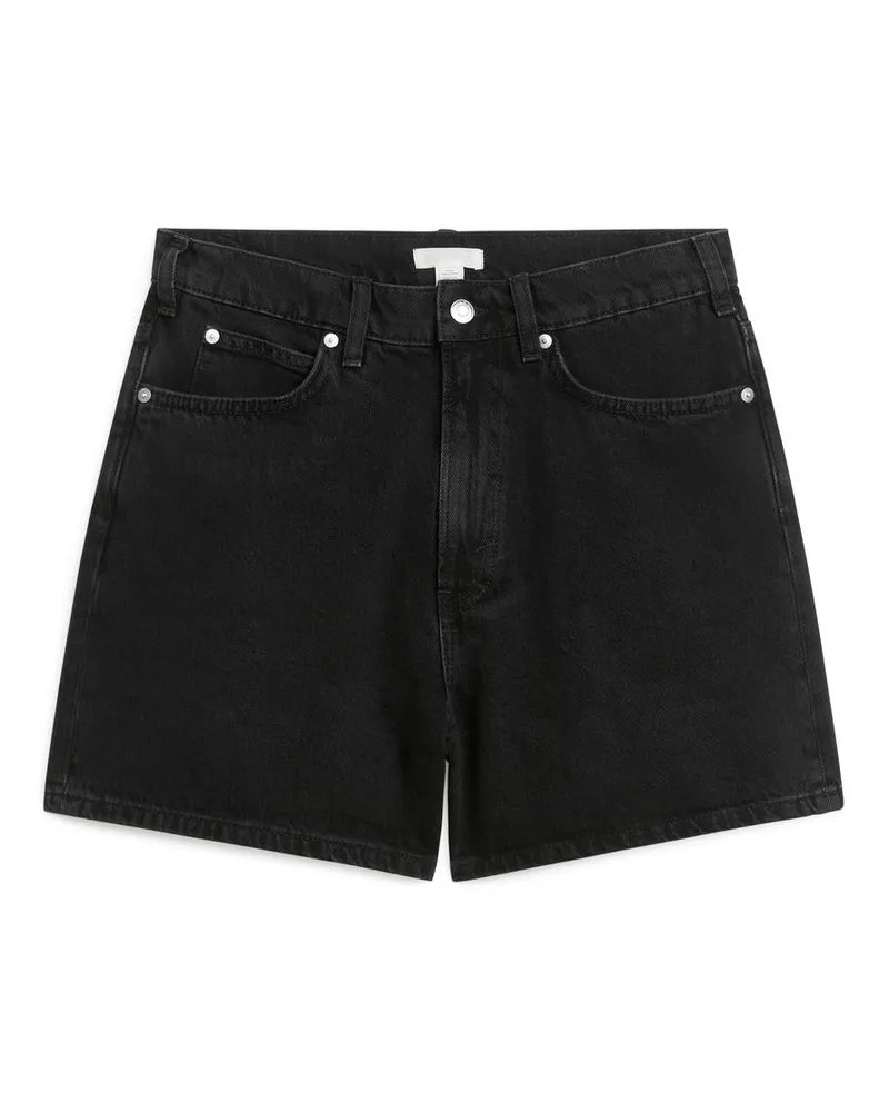 Arket Jeansshorts Mit Hohem Bund - Schwarz Schwarz