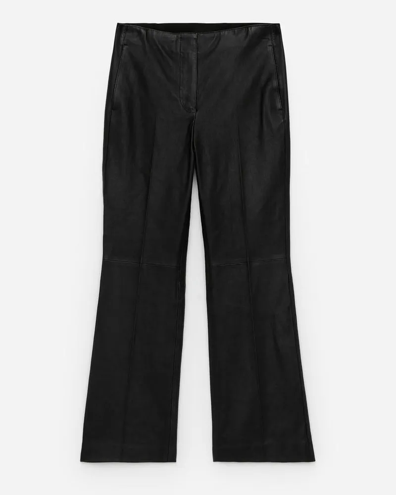 Arket Verkürzte Ausgestellte Lederhose -Schwarz Schwarz