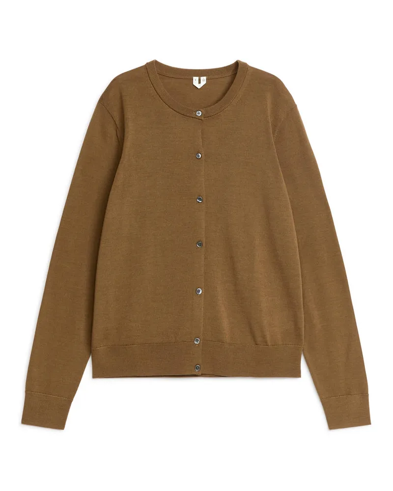 Arket Strickjacke Aus Merinowolle - Braun|Beige Dunkelbeige