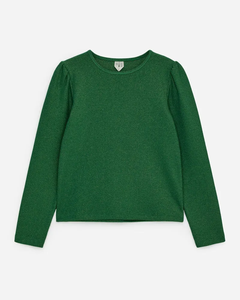 Arket Glitzeroberteil Mit Puffärmeln -Grün Grün