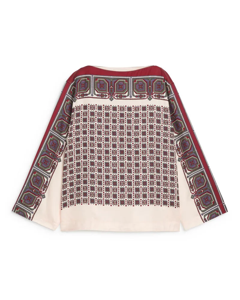 Arket Bluse Mit U-Boot-Ausschnitt - Mehrfarbig|Rot|Weiß Weiß