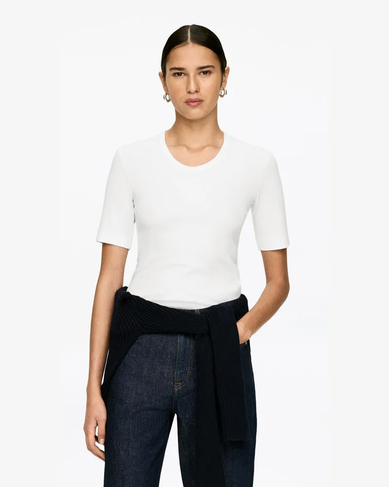 Arket Gerippter Body -Weiß Weiß