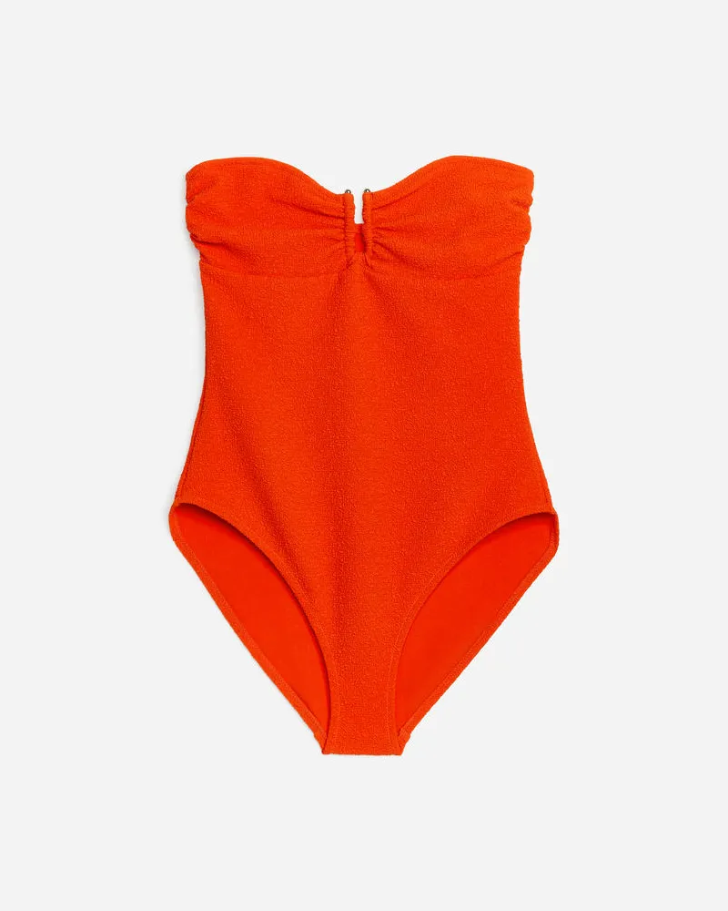 Arket Texturierter Bandeau-Badeanzug -Rot Rot