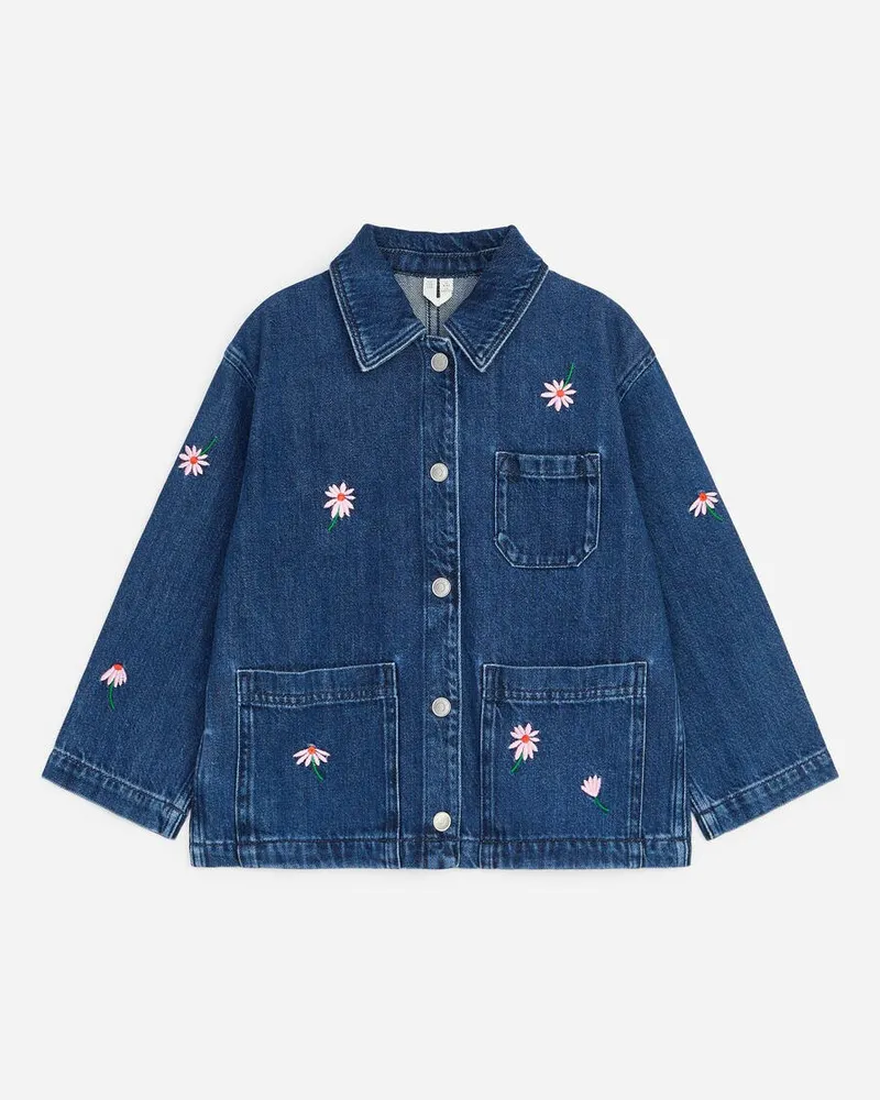 Arket Bestickte Workwear-Jacke Aus Denim -Blau Blau