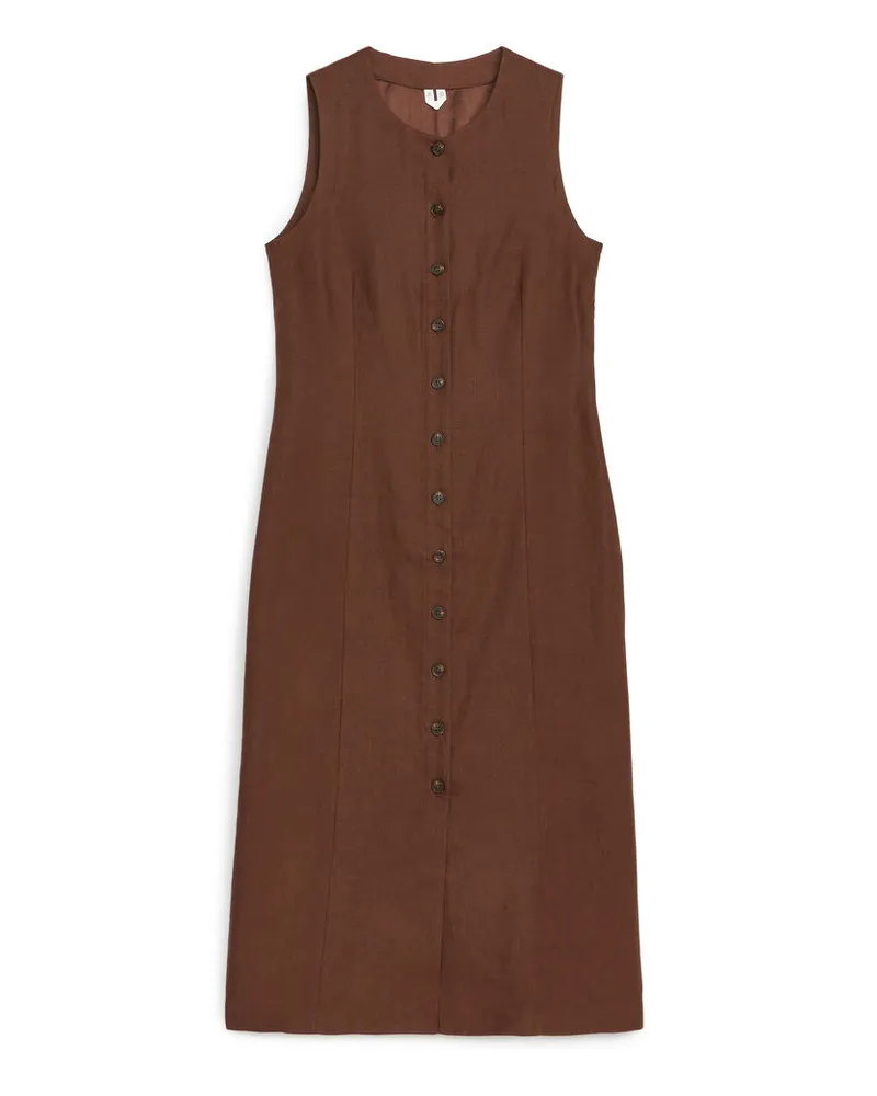 Arket Westenkleid Aus Leinen - Braun Dunkelbraun