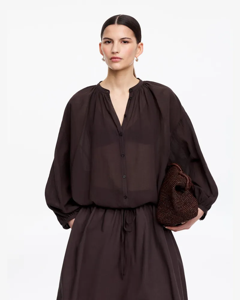 Arket Crepe-Bluse Mit Kordelzug -Braun Braun