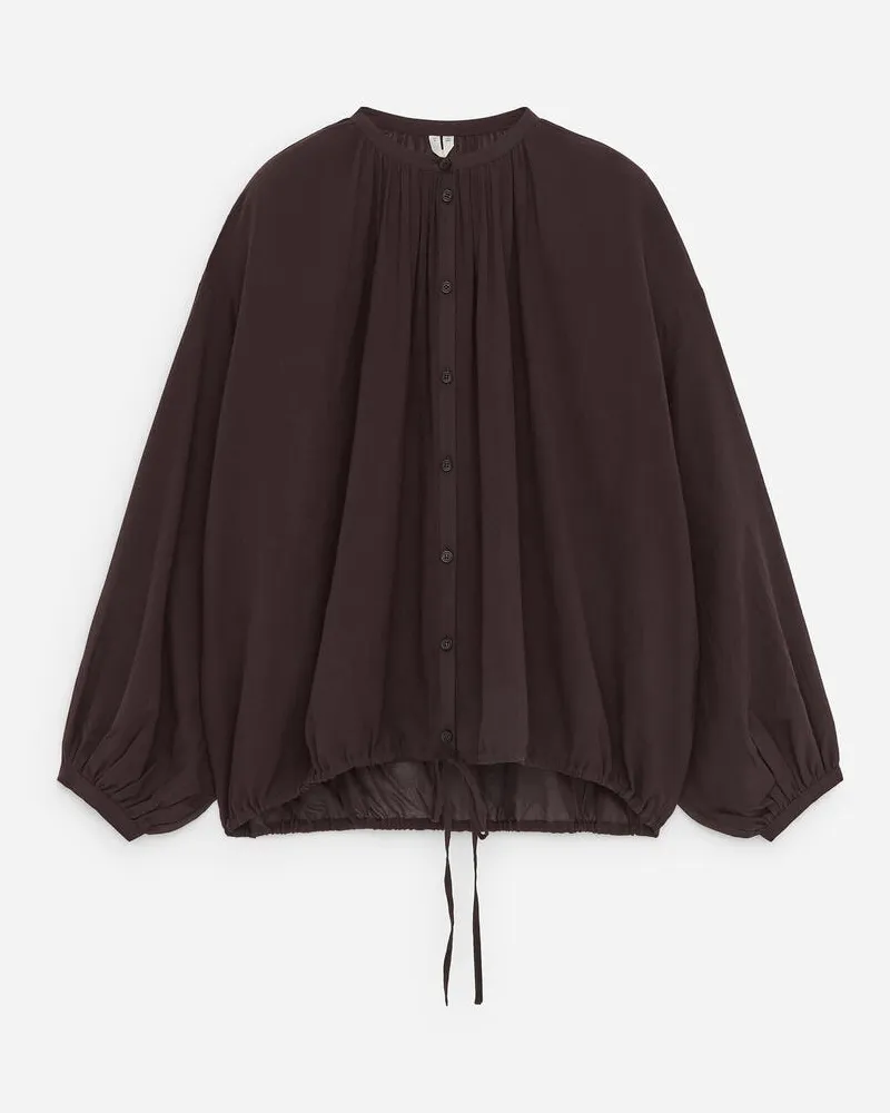 Arket Crepe-Bluse Mit Kordelzug -Braun Braun