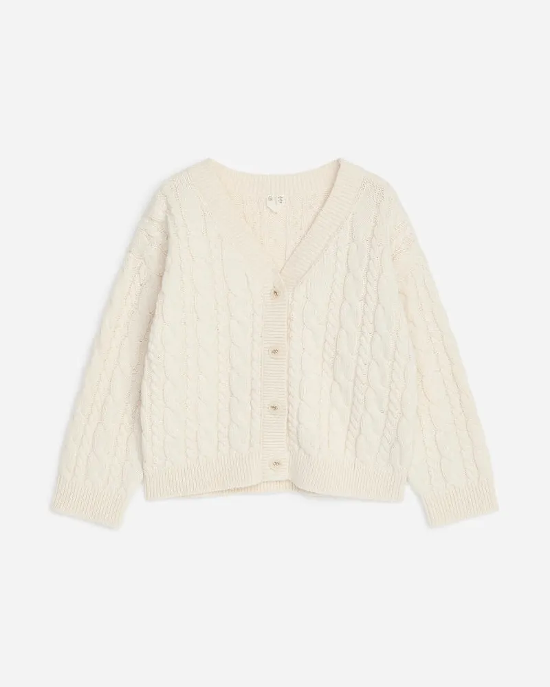 Arket Strickjacke Mit Zopfmuster -Weiß Weiß