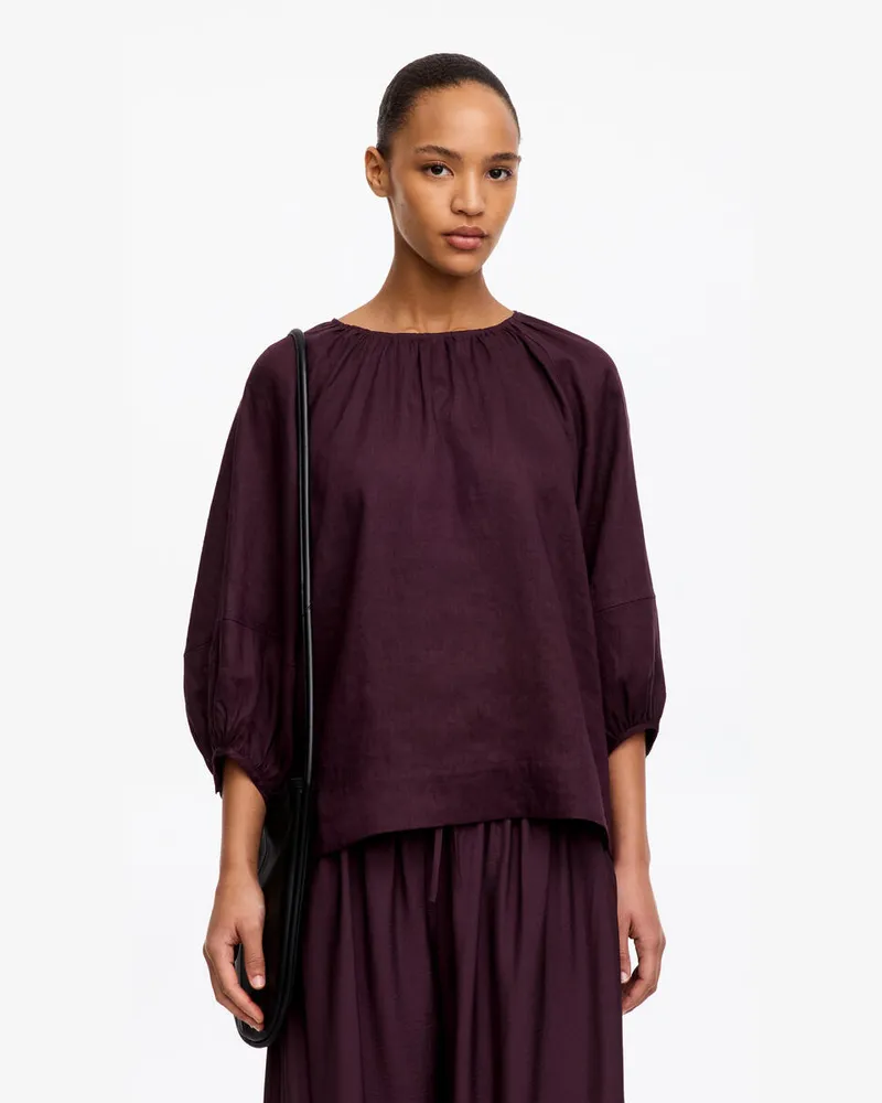 Arket Geraffte Leinenbluse -Lila Lila