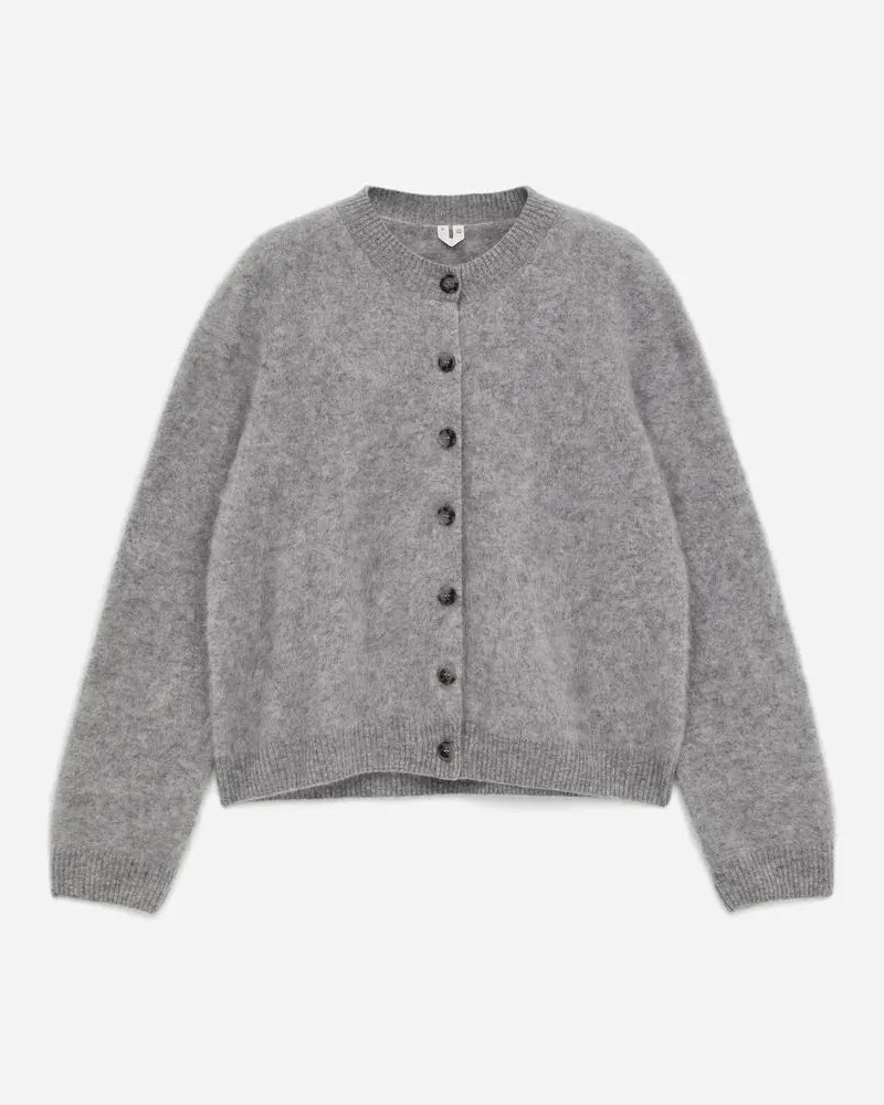 Arket Strickjacke Aus Reinem Gebürstetem Kaschmir -Grau Grau