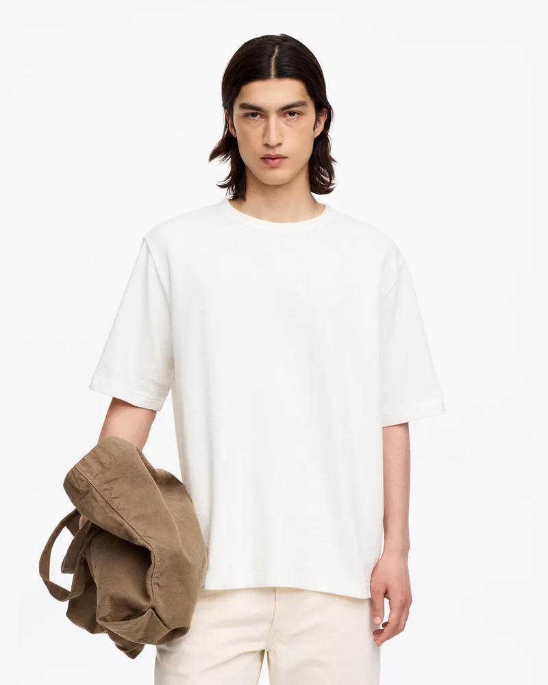 Arket Lockeres Bouclé-T-Shirt -Weiß Weiß
