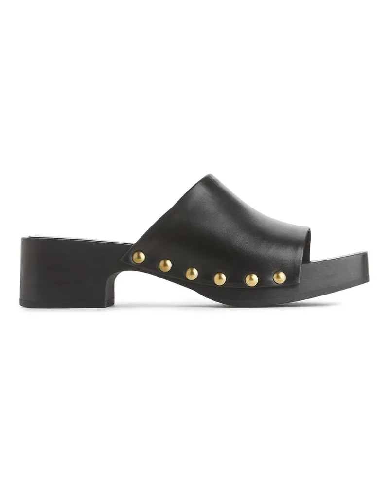 Arket Clogs Mit Holzsohle Und Offenem Zehenbereich - Schwarz Schwarz