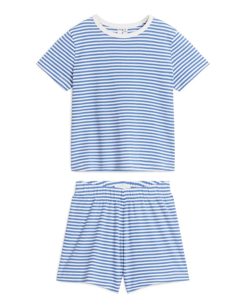 Arket Zweiteiliger Kurzer Pyjama Aus Jersey - Blau|Mehrfarbig|Weiß Blau