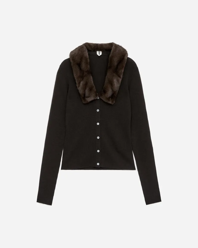 Arket Strickjacke Mit Kunstfellkragen -Braun Braun